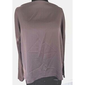 Vince Dark Mauve Long Sleeve Silk Charmuese Top Sz L